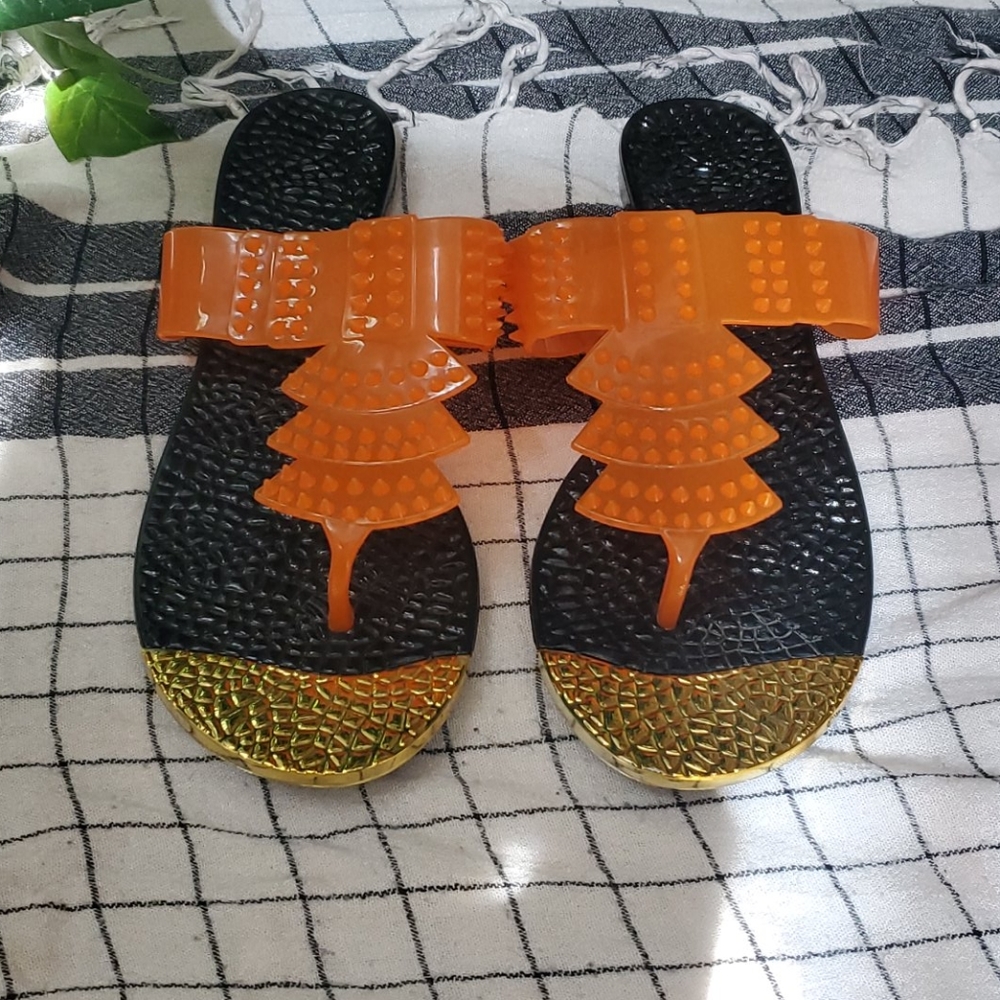 Orange & Gold Punk Rock Jelly Sandals